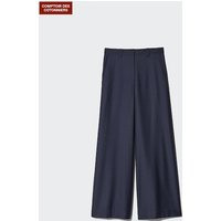 Uniqlo - Wool Blend Wide Trousers - Navy - S | Uniqlo NL