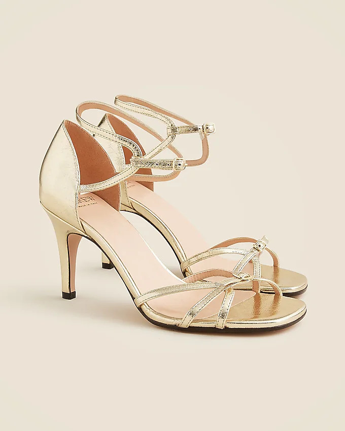 Made-in-Italy cage-toe heels in metallic leather | J. Crew US