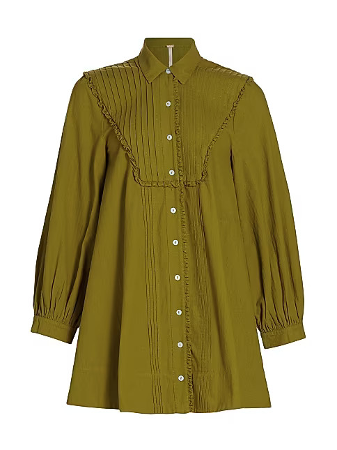 Cherry Pin-Tucked Cotton Shirtdress | Saks Fifth Avenue