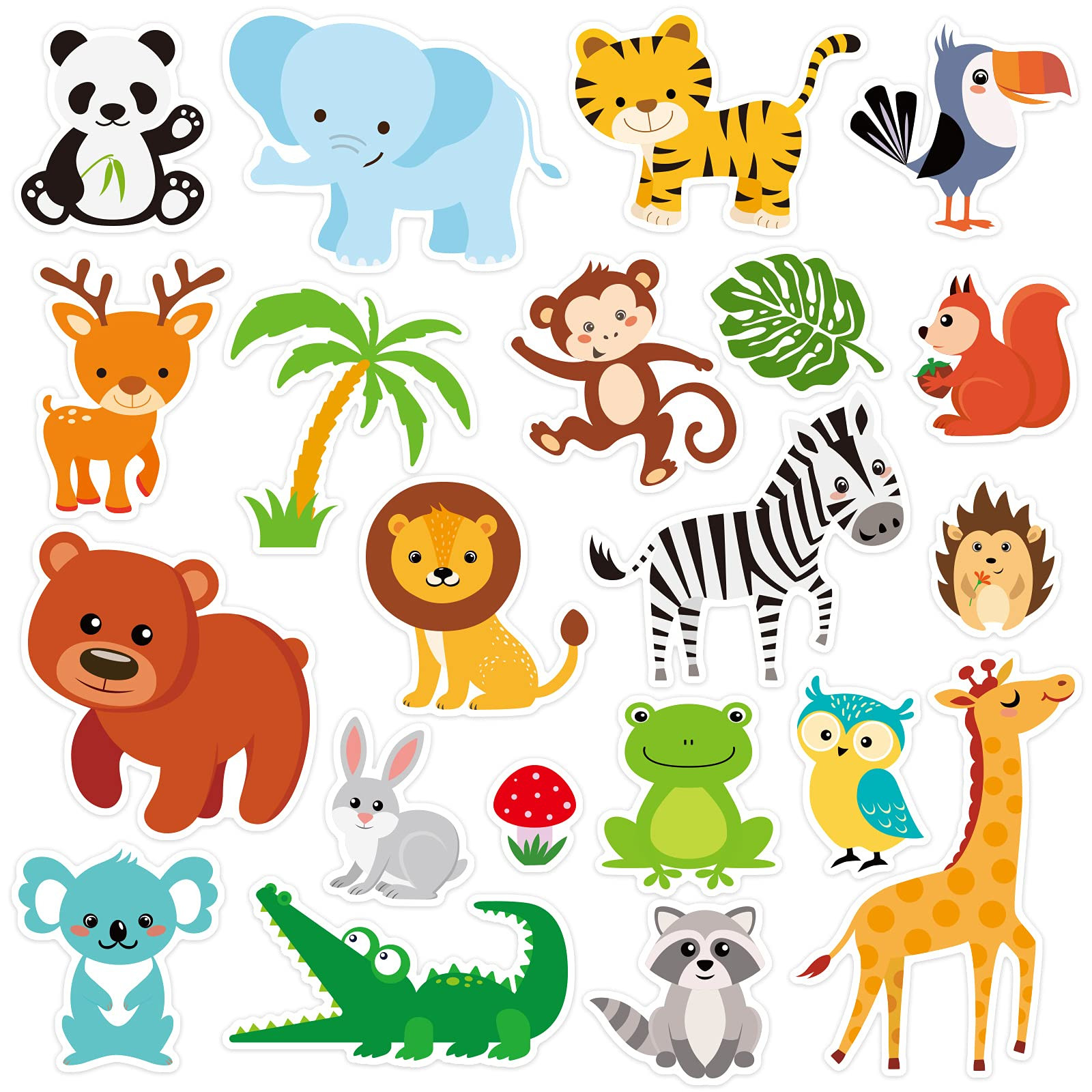 20 PCS Jungle Animals Thick Gel Clings Jungle Window Gel Clings Decals Stickers for Kids Toddlers and Adults Home Airplane Classroom Nursery Zoo Animals Party Supplies Decorations | Amazon (US)