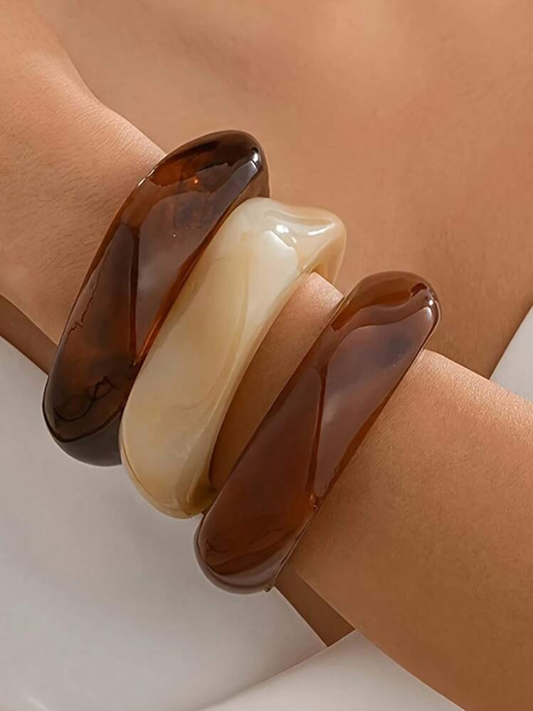 1pc Asymmetrical Semi-Transparent Acrylic Fashion Bracelet, With Unique Design Suitable For Niche Fashion Matching | SHEIN