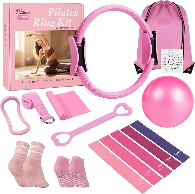 Home Pilates Essentials Kit for Women Pink Ring and Ball Pilates Set Equipment, Magic Circle with... | Amazon (US)