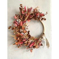 Pink, Coral, Terracotta Dried Flower Wreath. Valentines Wreath, Eucalyptus Birthday. Valentines | Etsy (US)