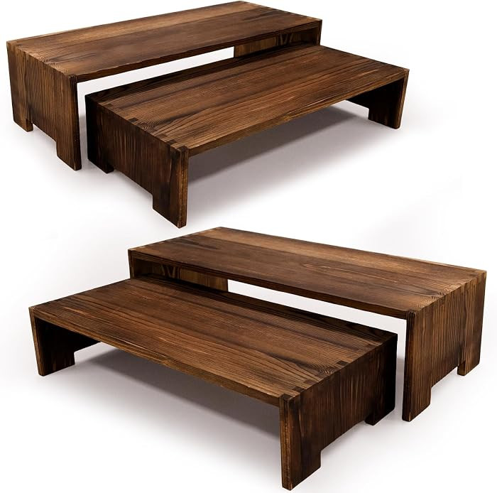 Large Display Riser Wood Risers Cupcake Stand 2 Tier Racks Decorative Rectangular, 2 Set 4 Piece ... | Amazon (US)