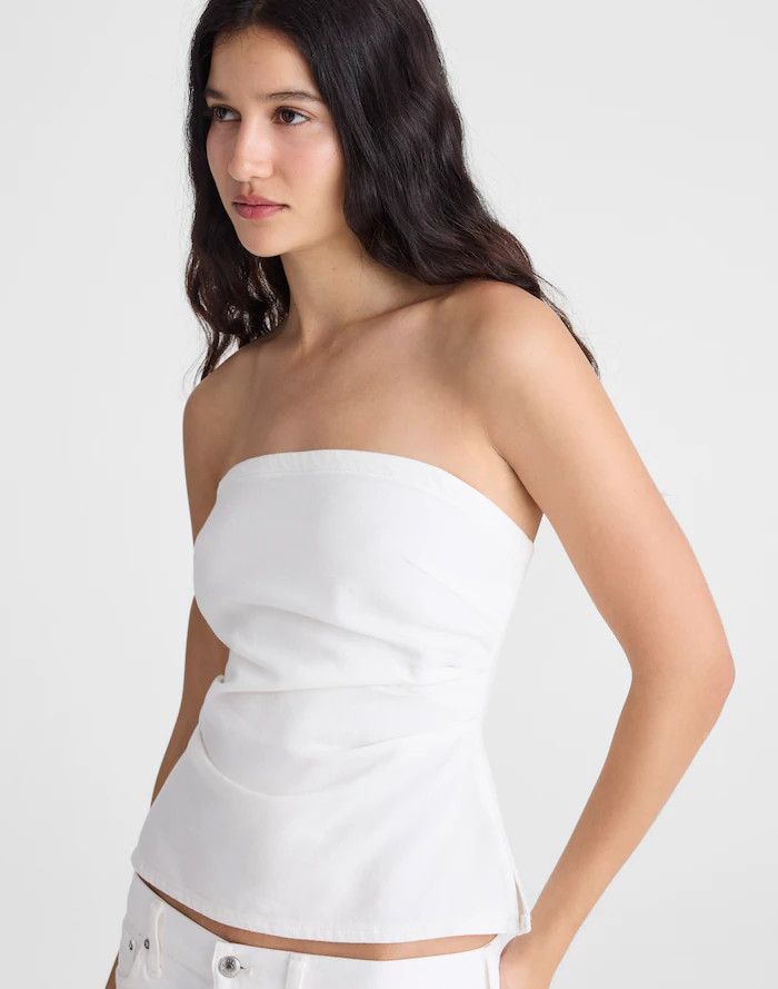 Airy Denim Ruched Squareneck Tank | Madewell