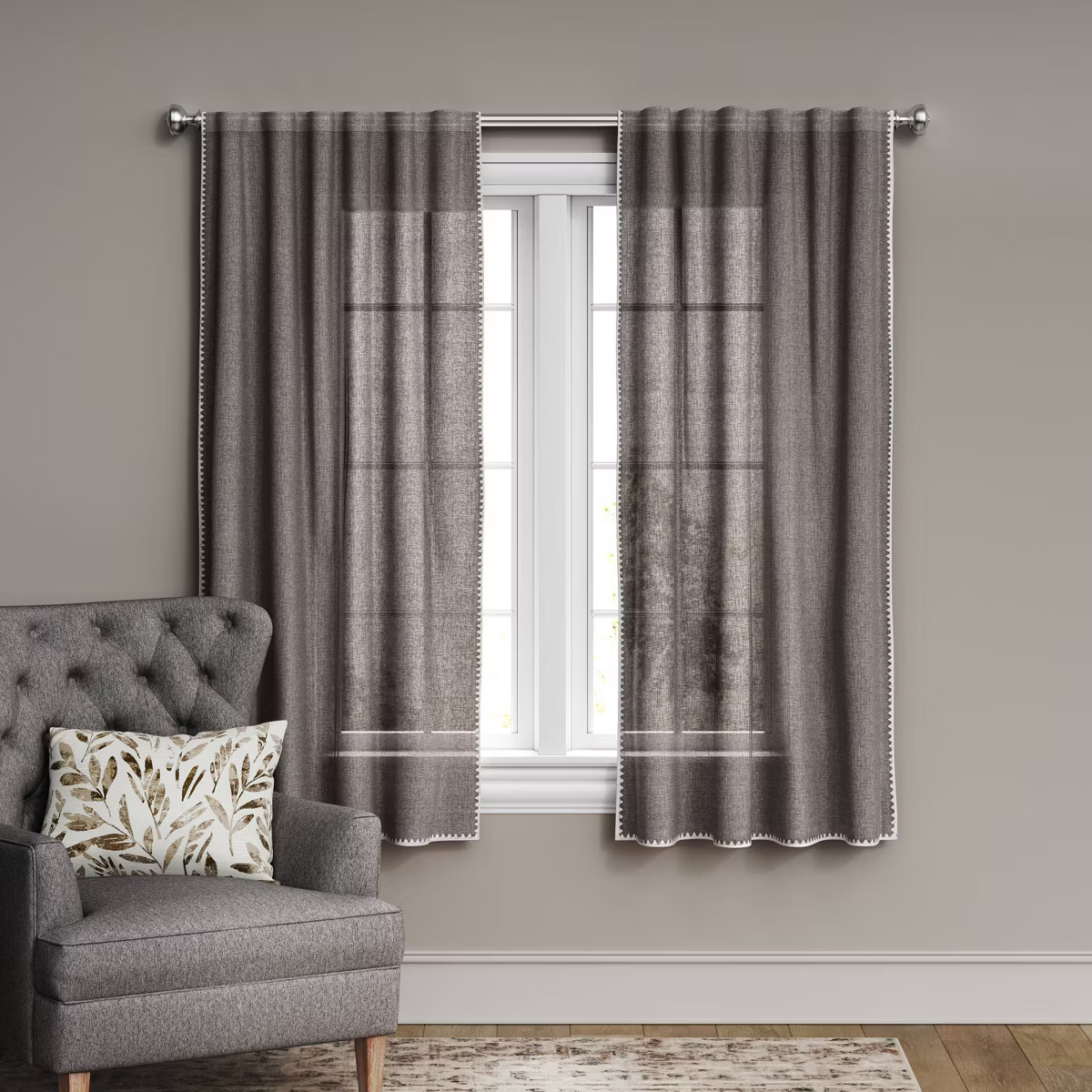 1pc Light Filtering Stitched Edge Window Curtain Panel - Threshold™ | Target