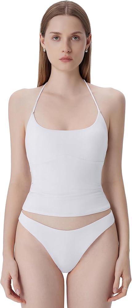 SUUKSESS Womens Halter Tops with Built in Bras Double Lined Open Back Y2K Going Out Camisole Tank... | Amazon (US)