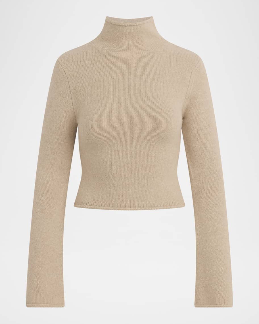 The Jane Roll-Trim Wool Sweater | Neiman Marcus