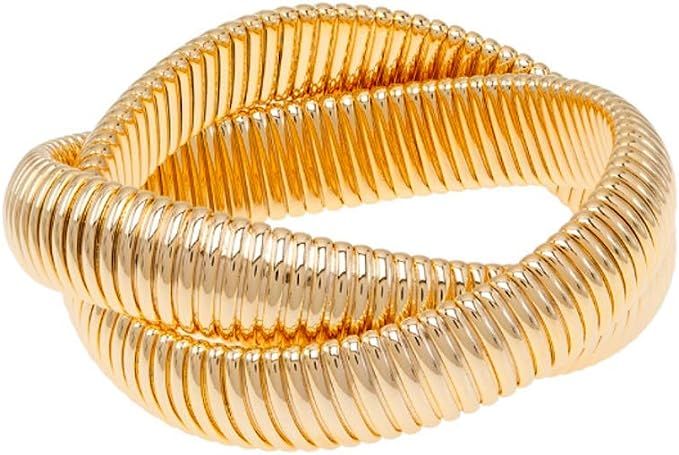 JANIS BY JANIS SAVITT Twisted Double Cobra™ Bracelet with Two Interlocking 1/2 Inch Bands | Amazon (US)