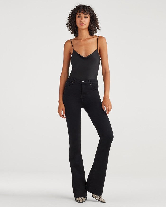 Satin Cowl Neck Tank in Jet Black | 7 For All Mankind