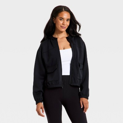 Women's Airy Sleek Full Zip Scuba Hooded Jacket - All in Motion™ Black L | Target
