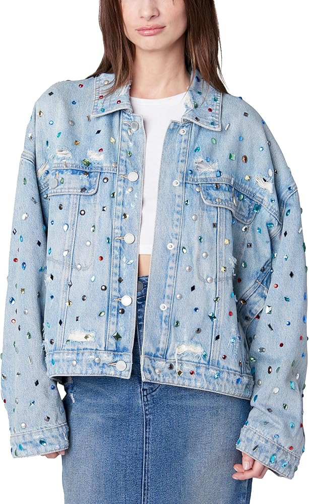 [BLANKNYC] Womens Oversized Sustainable Multi Color Embellished Denim Trucker | Amazon (US)