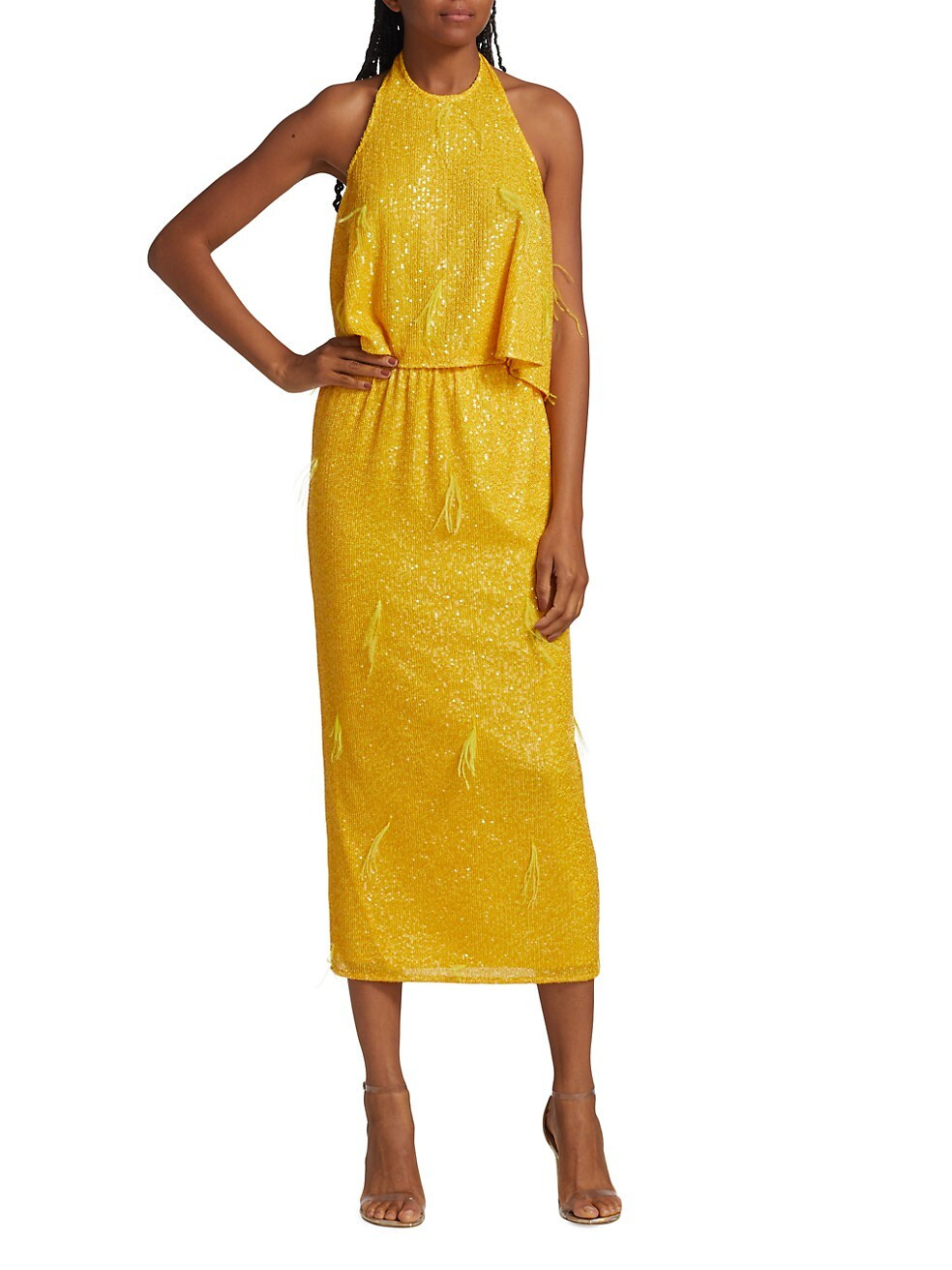 Estefan Sequin & Feather Midi-Skirt | Saks Fifth Avenue