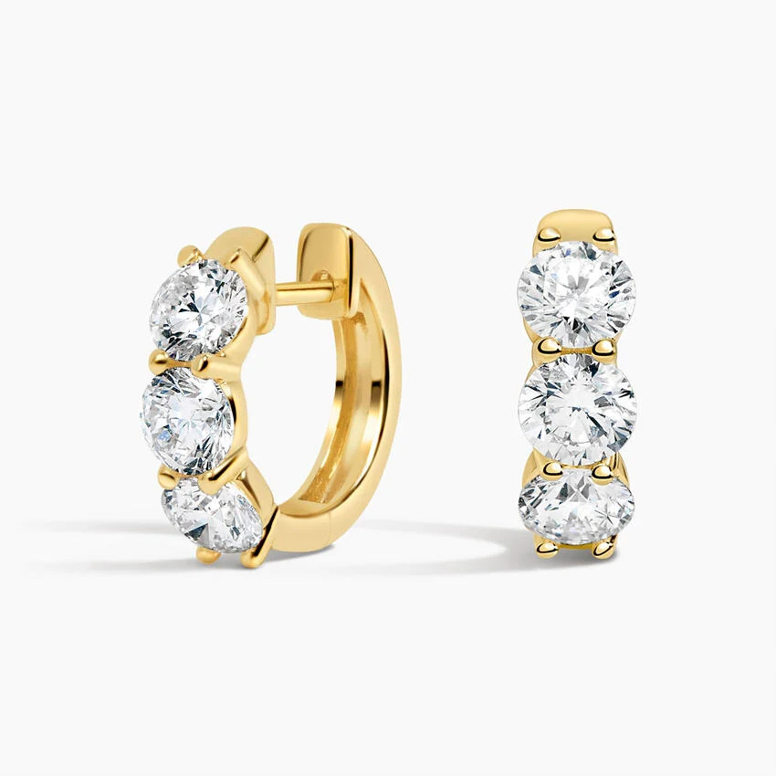 Zelda Lab Diamond Huggie Hoop Earrings (2 ct. tw.) in 14K Yellow Gold | Brilliant Earth
