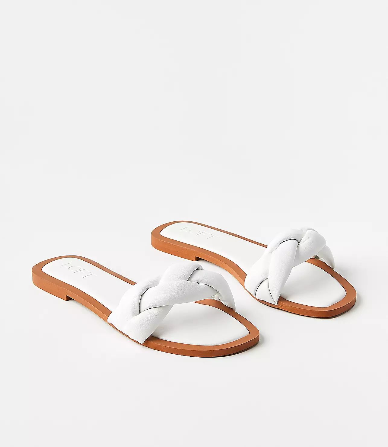 Padded Braided Leather Slide Sandals | LOFT