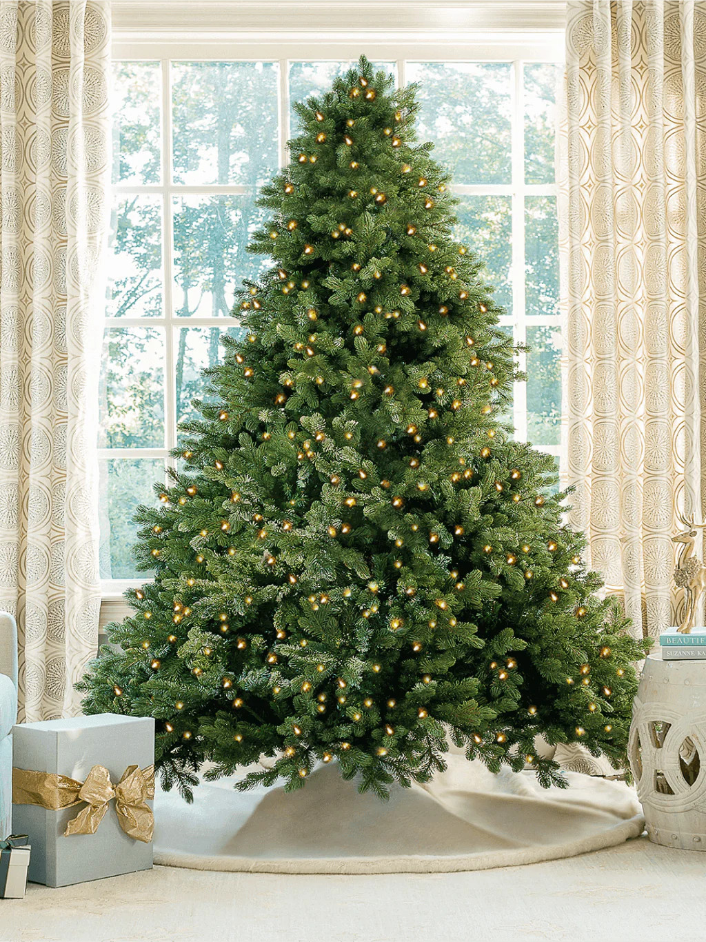 7.5 Foot Cypress Spruce Artificial Christmas Tree 1450 Dual Color LED Lights | King of Christmas