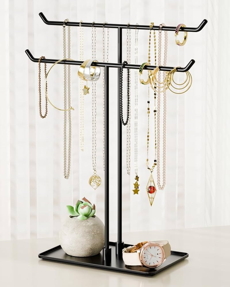 Necklace Stand: Black Metal Necklace Organizer for Home Decor | Amazon (US)