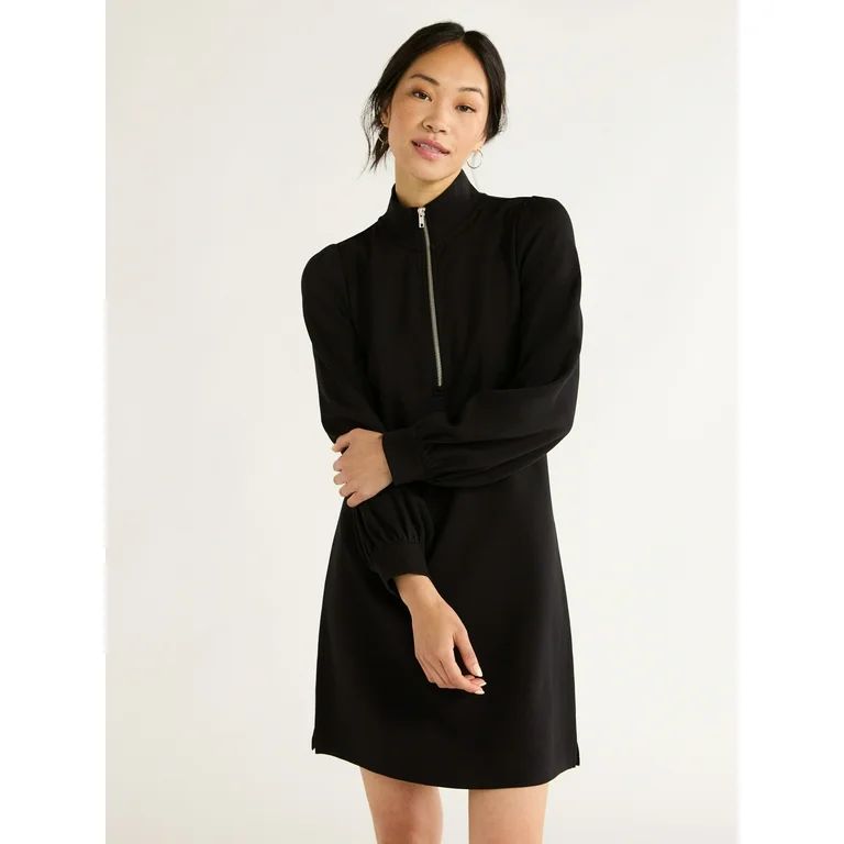 Free Assembly Women's Long Sleeve Half Zip Mini Dress | Walmart (US)