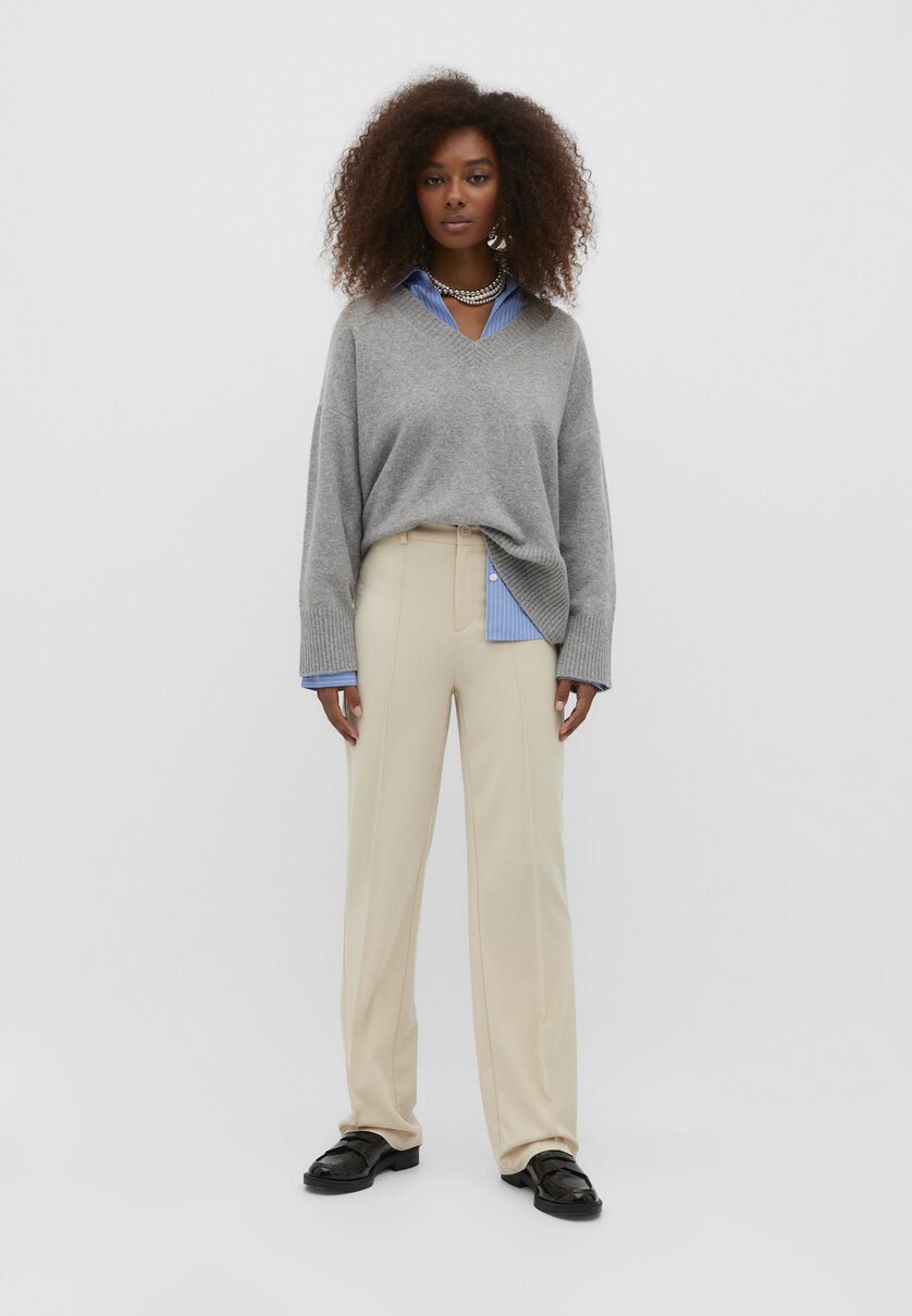 Pantaloni eleganti cucitura a nervatura - Pantaloni da donna | Stradivarius Italia | Stradivarius (IT)
