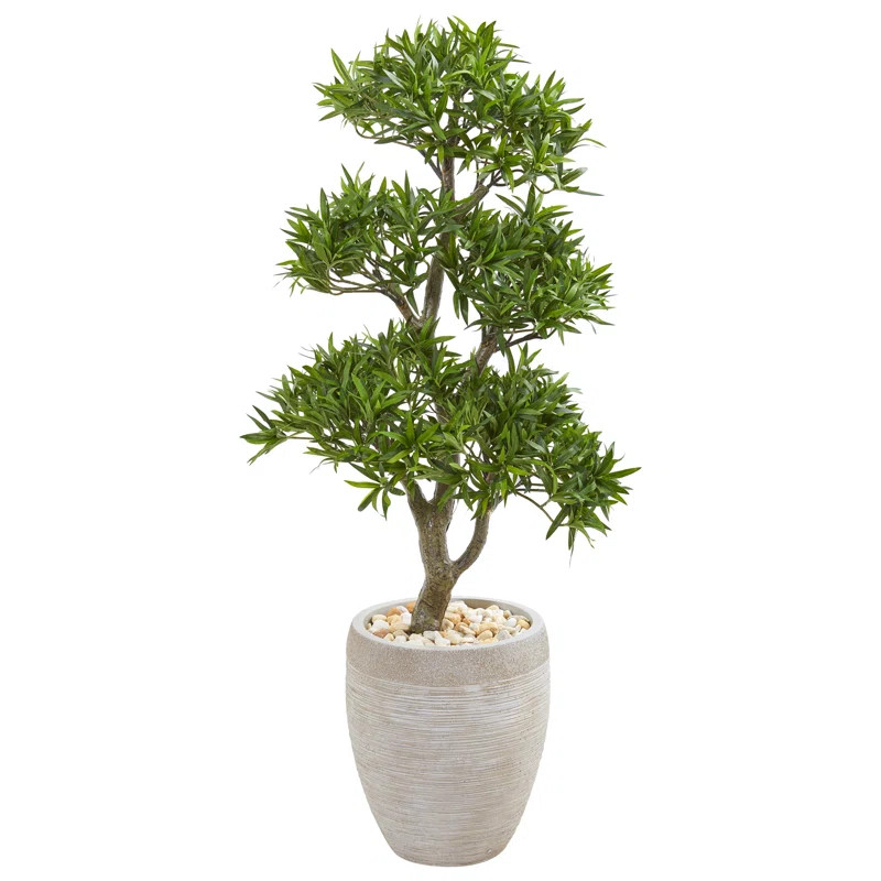 World Menagerie Styled Podocarpus Artificial Bonsai Tree in Planter | Wayfair | Wayfair North America