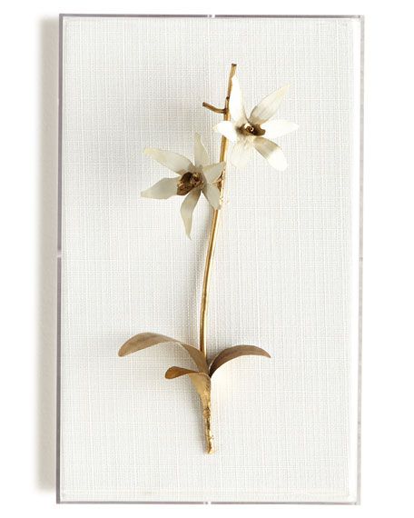 Original Gilded Orchid on White Linen | Horchow
