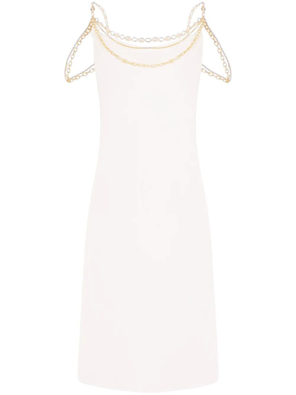 Rabanne chain-straps Silk Midi Dress | White | FARFETCH BR | Farfetch (BR)