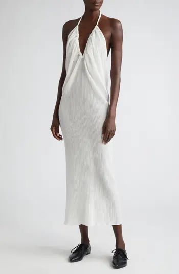 BITE Studios Parchment Ruched Organic Cotton & Organic Silk Halter Dress | Nordstrom | Nordstrom