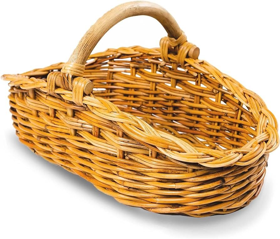 The Basket Lady Wicker Gathering Basket, Small, 18.5 in L x 10 in W x 9 in H, Simply Natural (Sol... | Amazon (US)