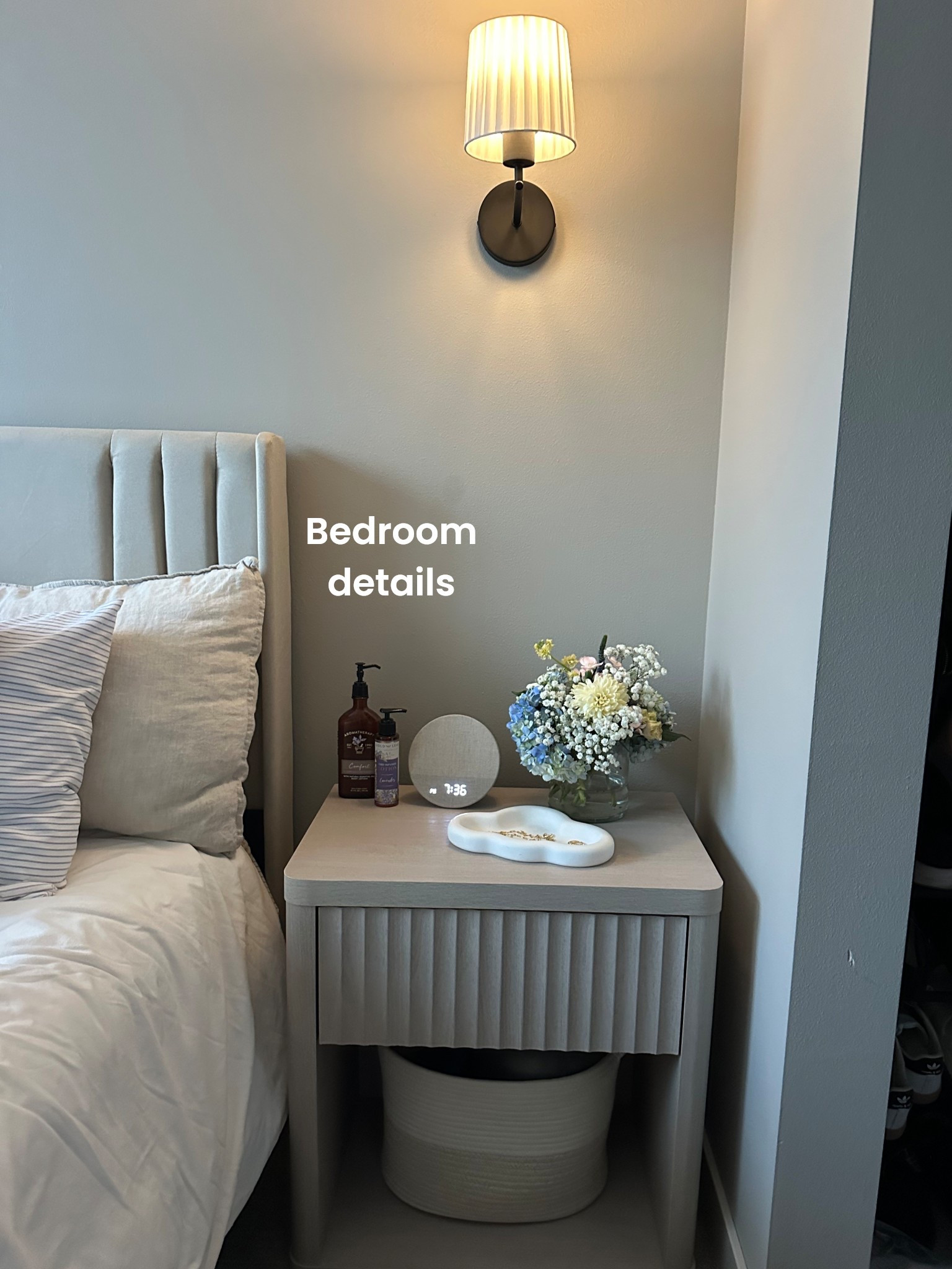 Bedroom details 🤍 the fresh flowers are everything!! 

#LTKHome #LTKSummerEdit
