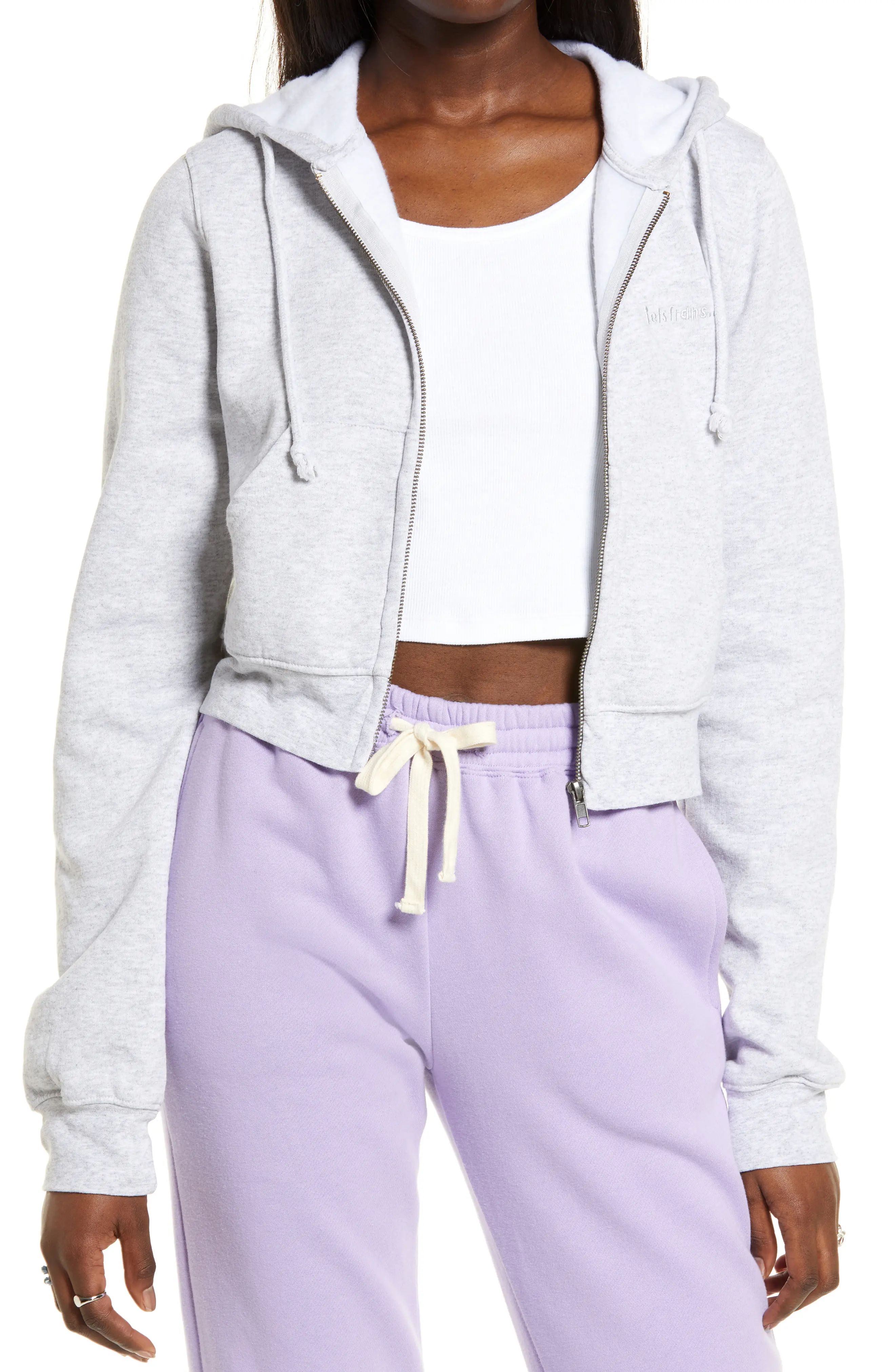 iets frans Crop Zip-Up Hoodie in Grey at Nordstrom, Size Medium | Nordstrom