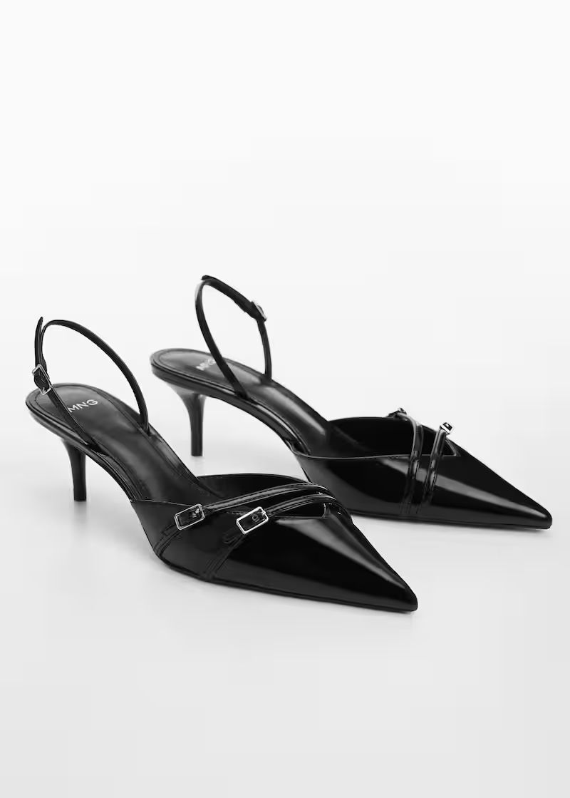 Chaussures talon ouvertes à l’arrière boucles -  Femme | Mango France | MANGO (FR)