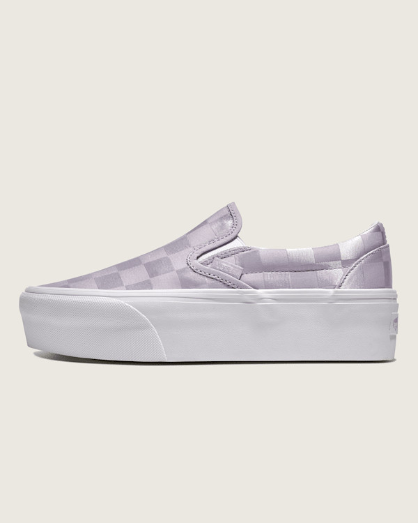 Vans Classic Slip-On Stackform Checkerboard Shoes (Lilac Purple) - 4.5 Boys / 6.0 Women | Vans (US)