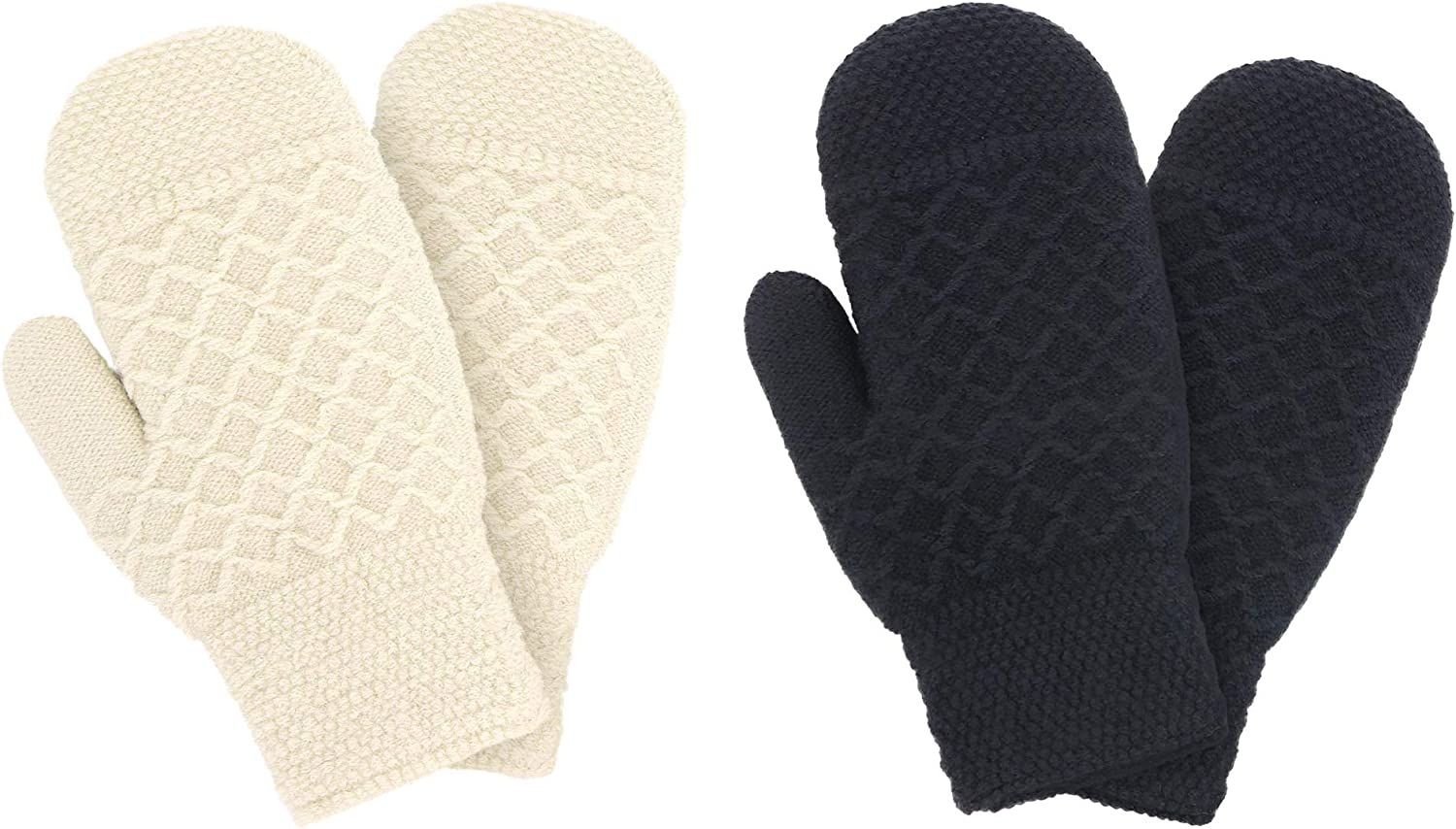 Women's Winter Soft Warm Lined Kint Gloves Mittens - Set of 2 Pairs | Amazon (US)