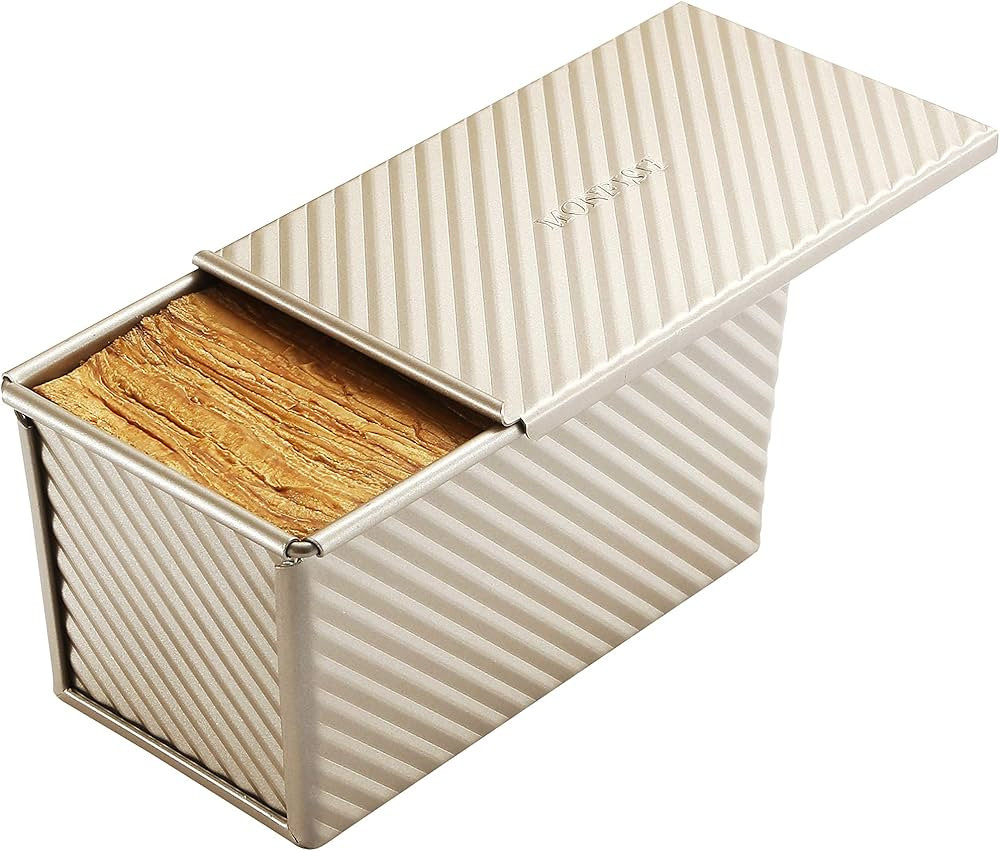 MONFISH Pullman loaf Pan – loaf pan w lid - Wavy Non-Stick Toast Mold - Loaf Bread Baking Pan c... | Amazon (CA)