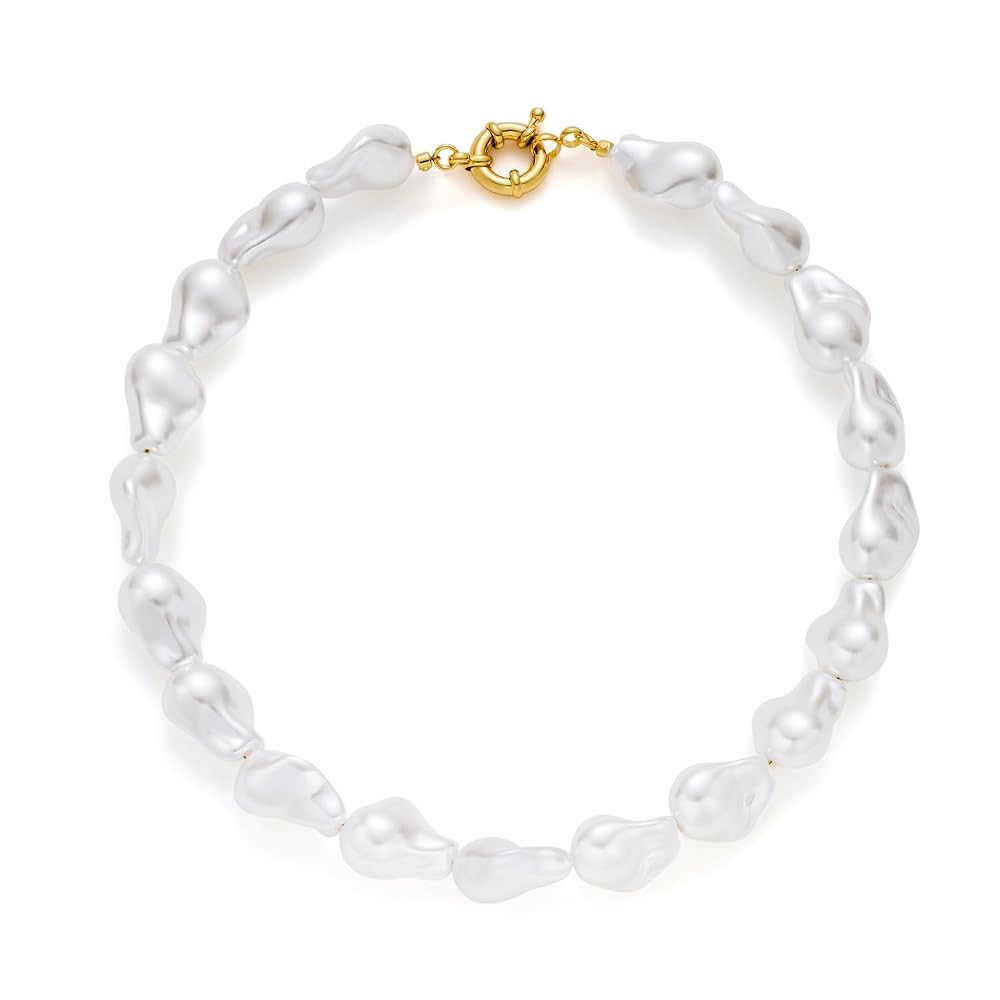 LILIE&WHITE Shell Necklace For Women White Chunky Shell Gemstone Necklace Colorful Summer Beach N... | Amazon (US)