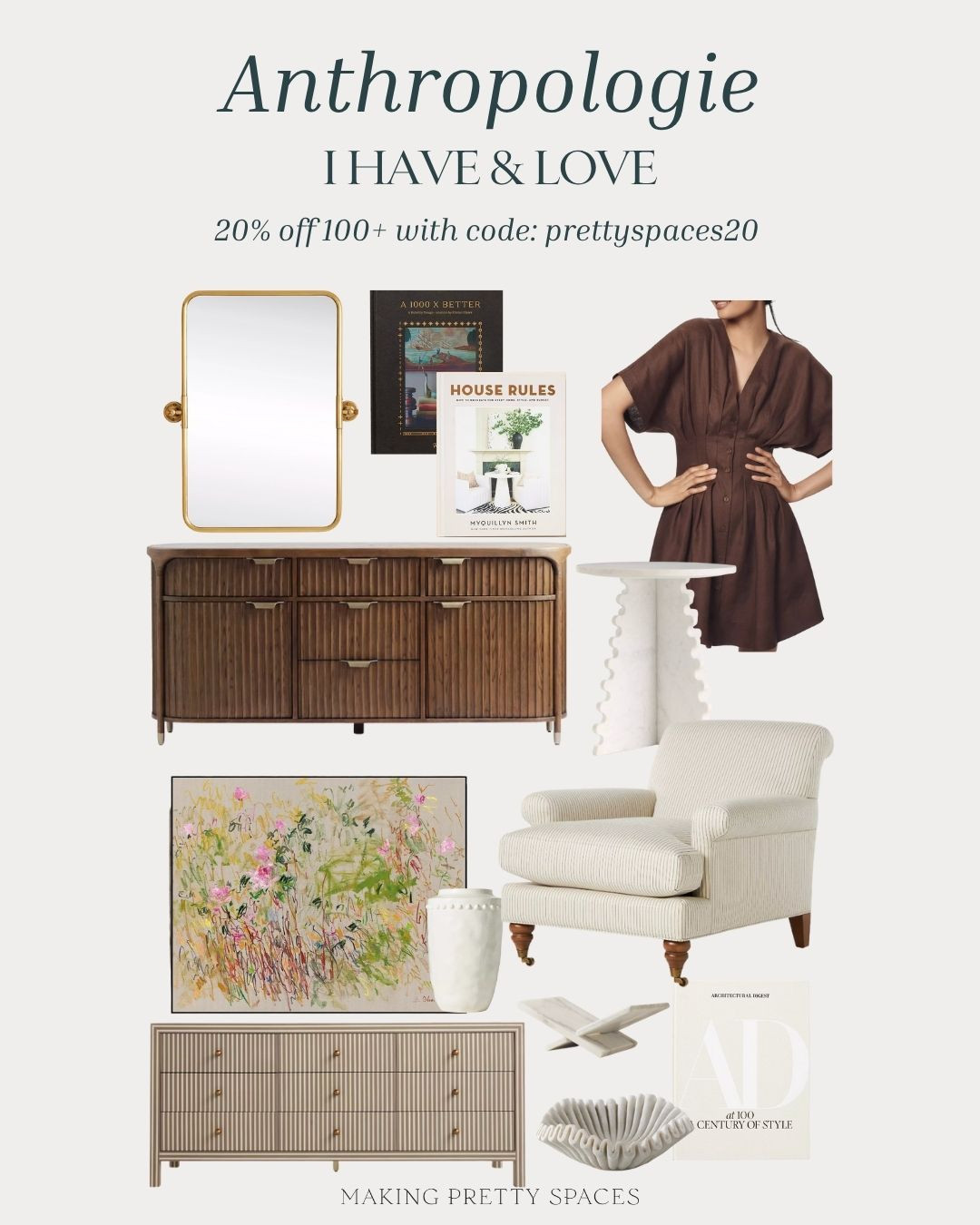 Shop some of my Anthropologie favorites and save 20% off $100+ with code PRETTYSPACES20
Anthropolige fashion, Anthropologie home, fluted details, mirror, decor, marble book stand, ruffled marble bowl, artwork, vase 

 #LTKOver40 #LTKHome #LTKStyleTip