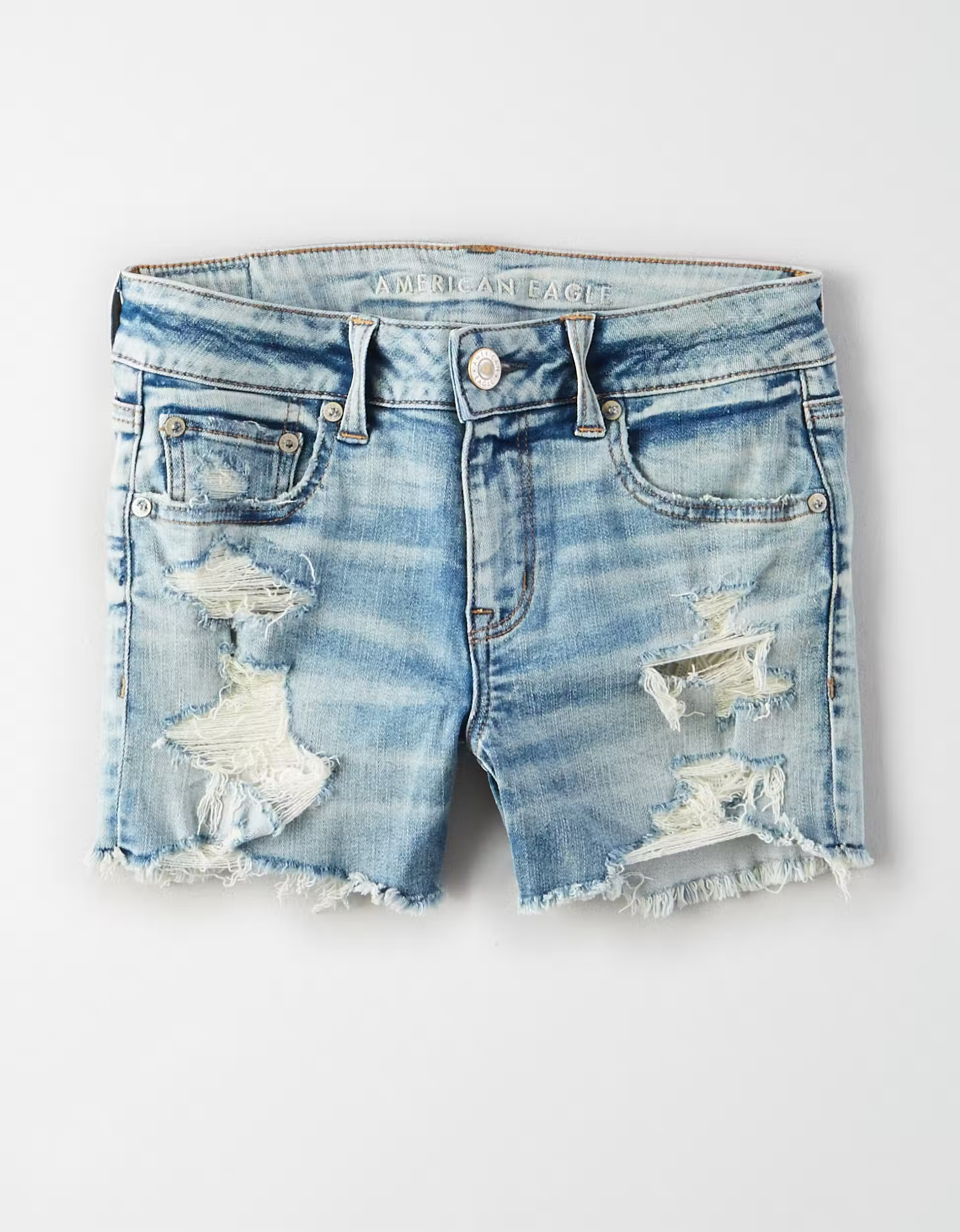 AE Ne(x)t Level Denim Midi Short | American Eagle Outfitters (US & CA)