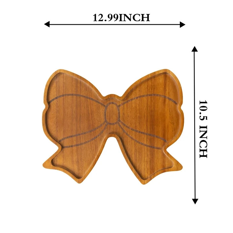Holiday Time Acacia Wood Bow Charcuterie Board, 12.99 IN W x 10.5 IN D  x 0.78 IN H, Kitchen | Walmart (US)