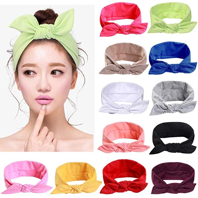 12pcs Solid Color Women Headbands Headwraps Hair Band Cotton Stretchy Turban Bows Accessories for... | Amazon (US)