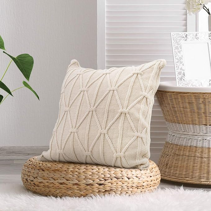 MH MYLUNE HOME Decorative Cable Knit Sweater Throw Pillow Cover Cushion Case with Hidden Zipper f... | Amazon (US)