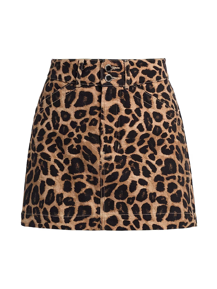 Women's Chloe Leopard-Print Denim Miniskirt - Washed Leopard - Size 4 | Saks Fifth Avenue