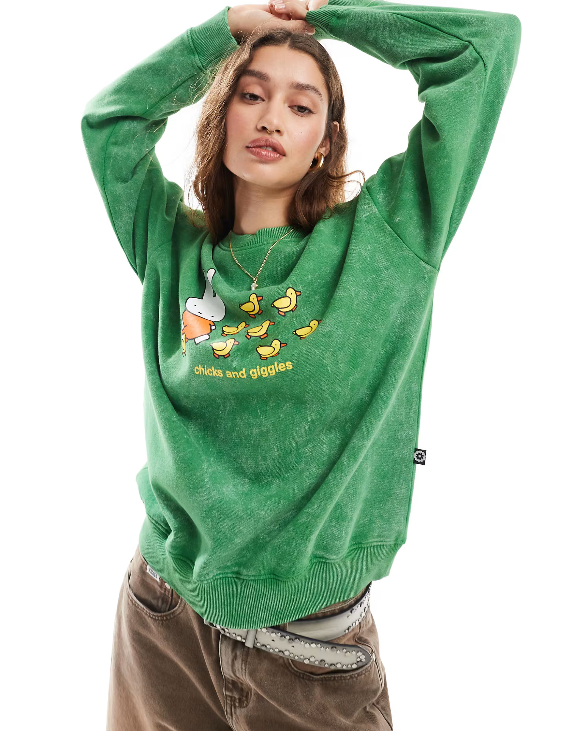 Daisy Street x Miffy relaxed sweatshirt in washed green with chicks and giggles graphic | ASOS | ASOS (Global)