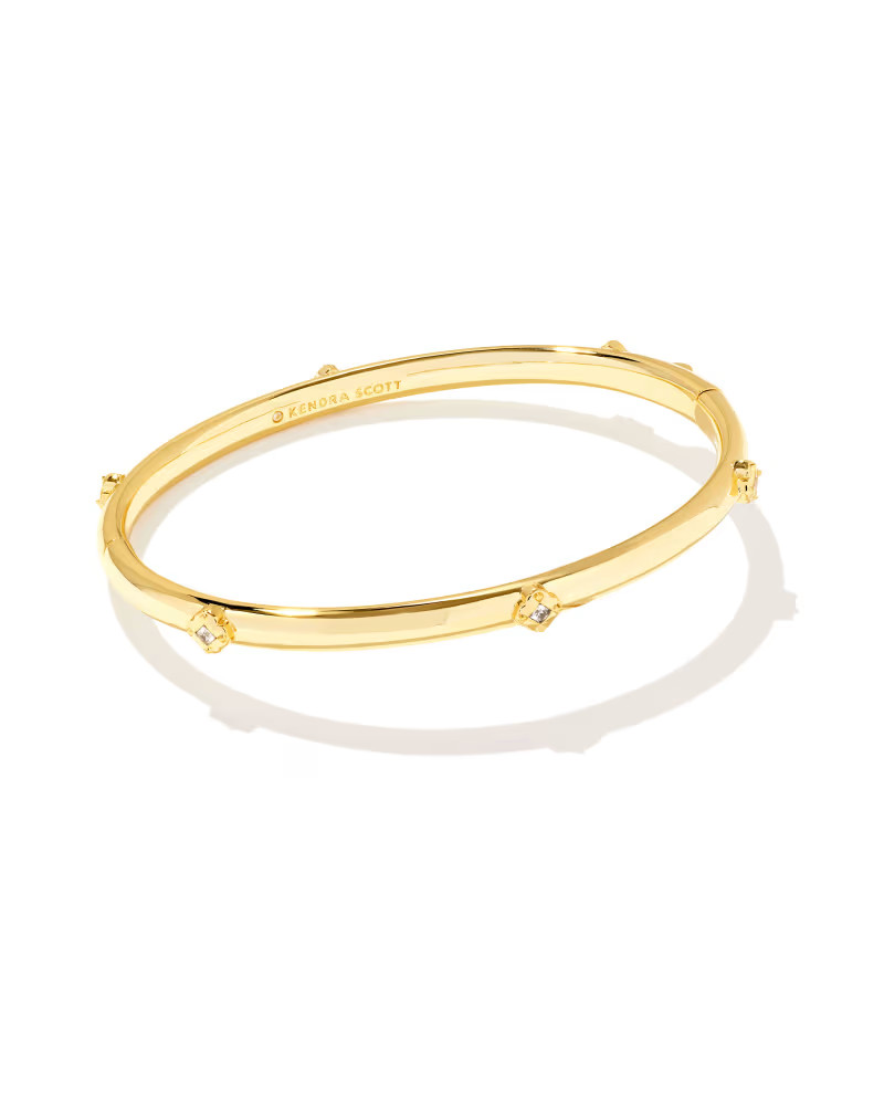 Joelle Gold Bangle Bracelet in White Crystal | Kendra Scott