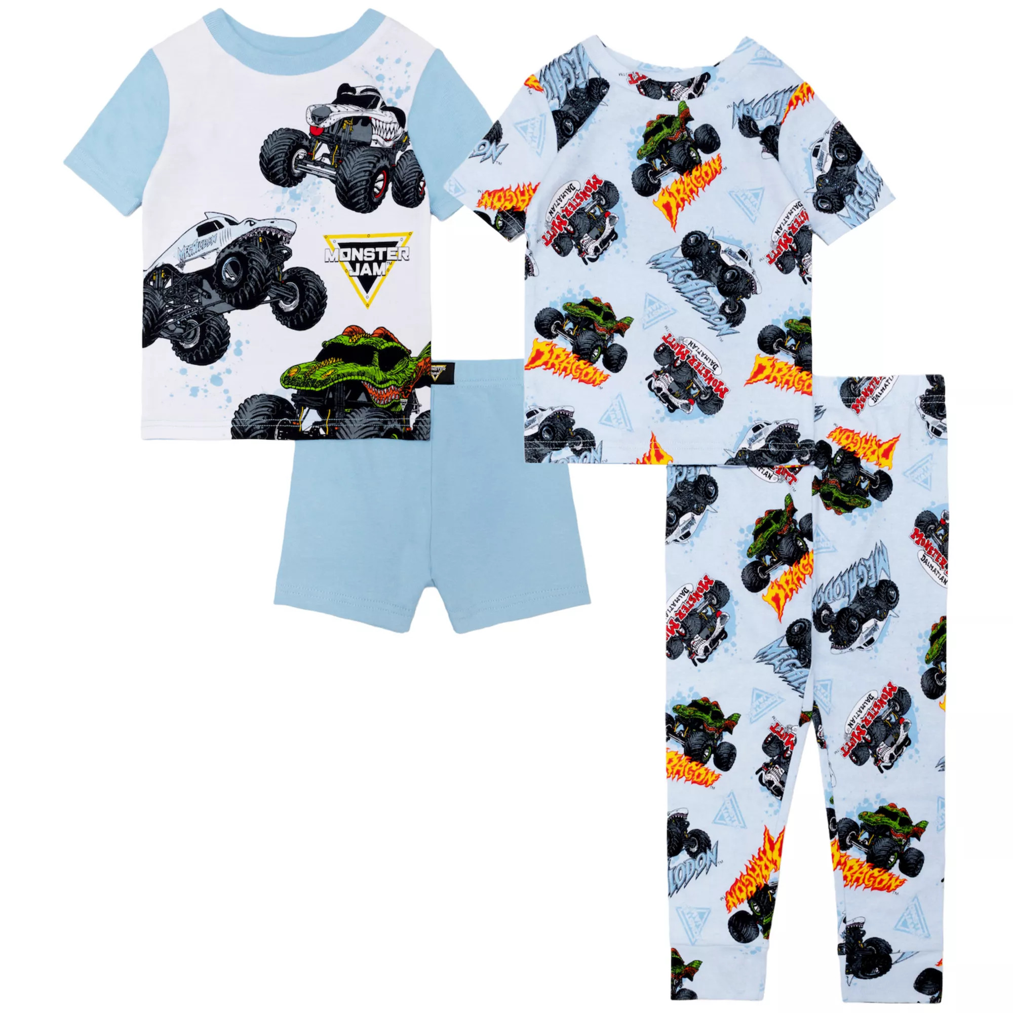 Toddler Boy Monster Jam "Summer Jam" 4-pc. Pajama Tops, Pajama Bottoms & Pajama Shorts Set | Kohl's