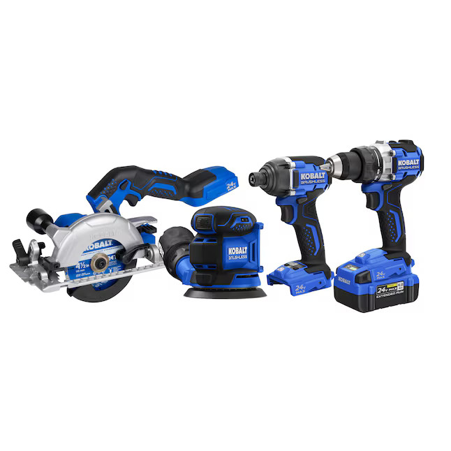 Kobalt 24-volt 4 -Tool Brushless Power Tool Combo Kit ( 1 -Batteries Included and Charger Include... | Lowe's