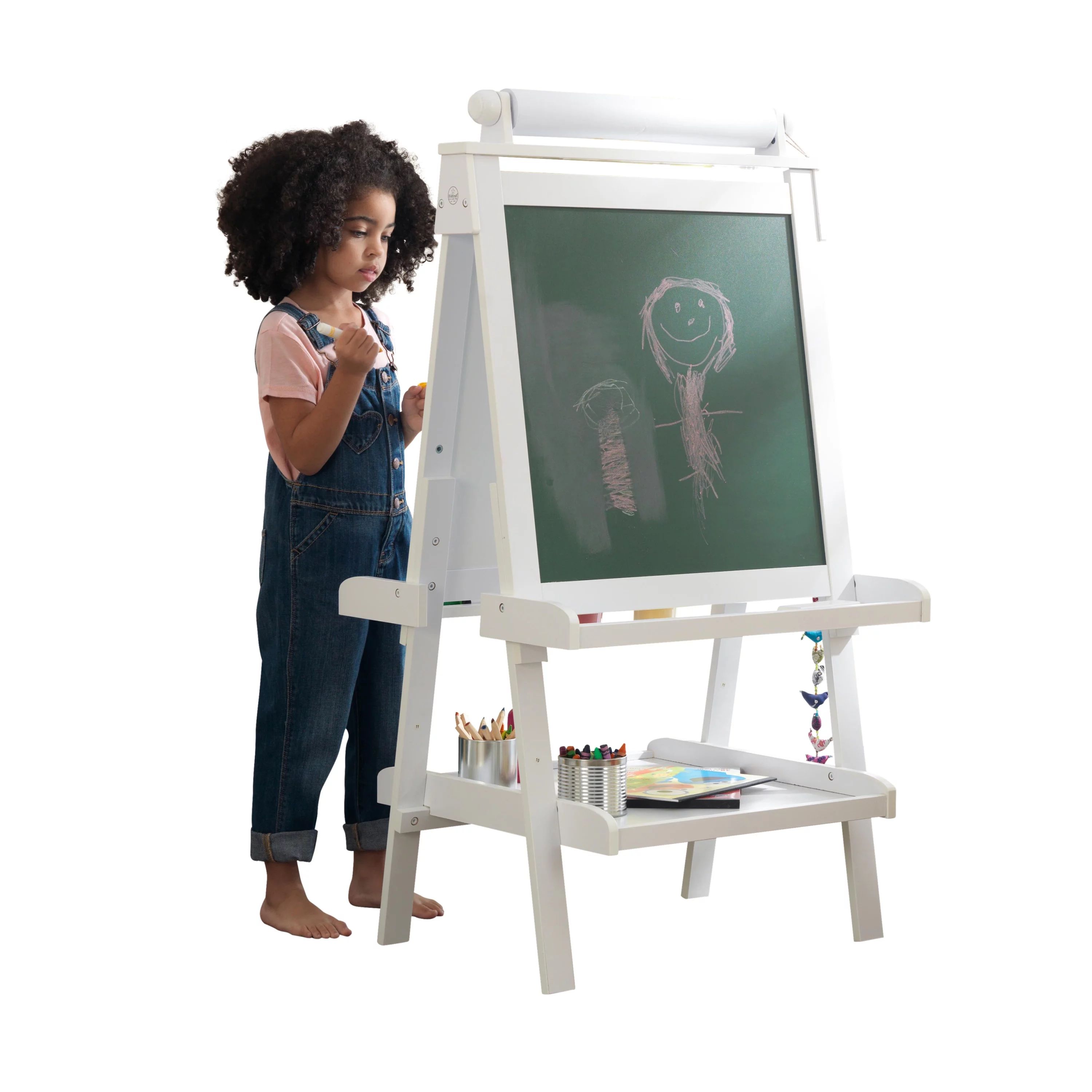 KidKraft Deluxe Wooden Easel with Chalkboard and Dry Erase Surfaces, Paper Roll and Paint Cups - ... | Walmart (US)