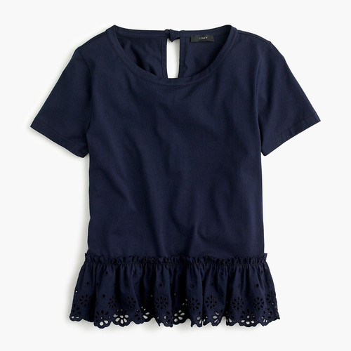 NWT J. Crew Women's Small S Navy Blue Eyelet-Hem T-Shirt Spring 2018   | eBay | eBay US