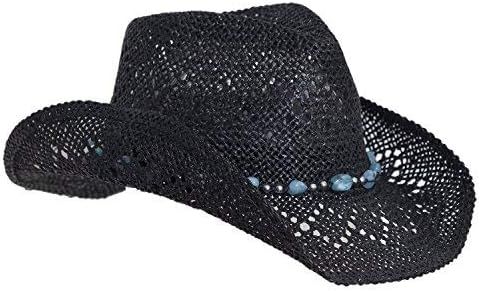 Straw Cowboy Hat for Women with Beaded Trim and Shapeable Brim | Amazon (US)