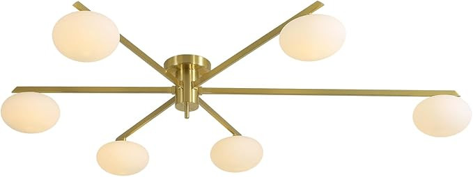 6-Lights Gold Sputnik Chandelier Modern Ceiling Light Fixtures Retro Glass Ceiling Lamp Industria... | Amazon (US)