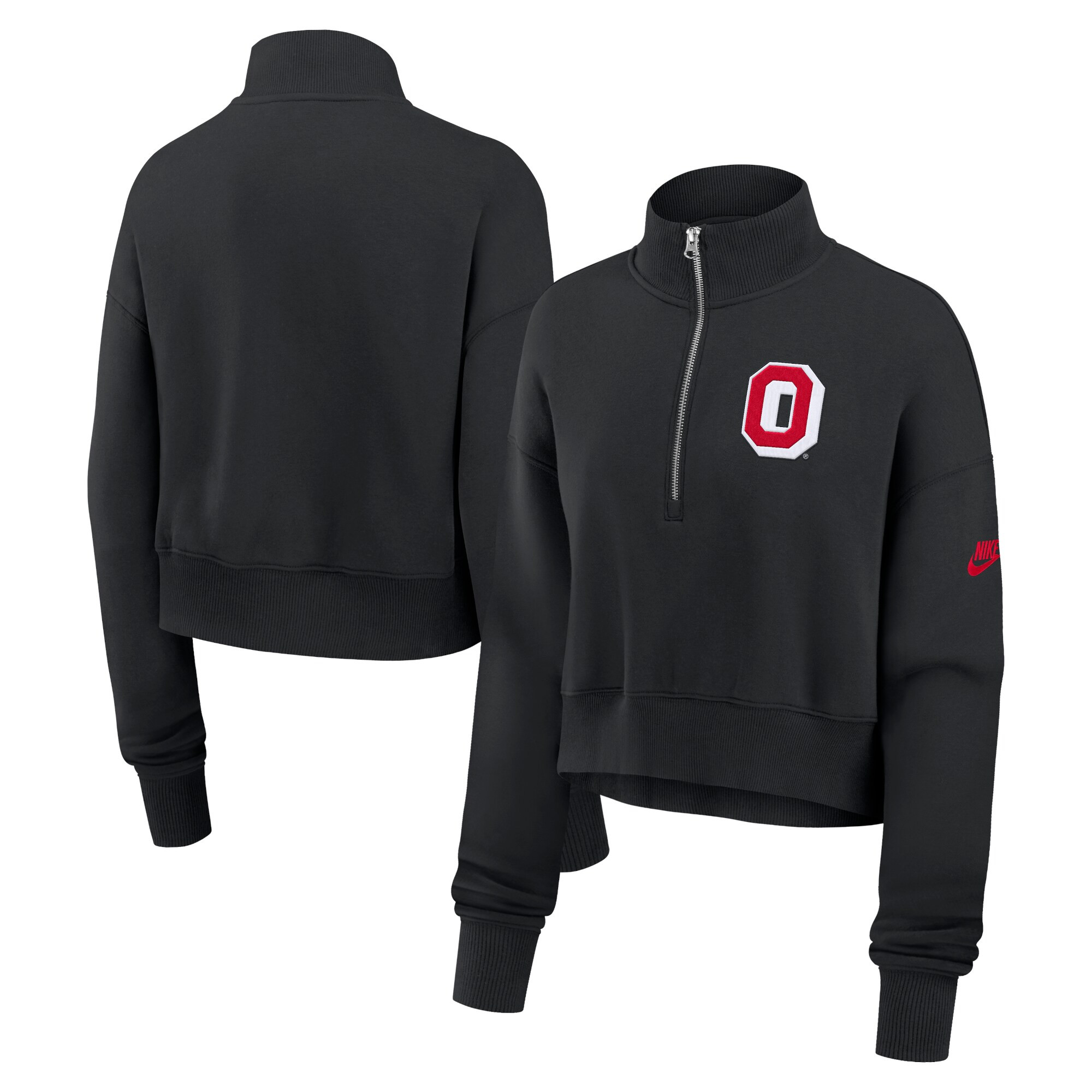 Ohio State Buckeyes Nike Women's Legacy Elevated Logo Cropped Half-Zip Sweatshirt - Black | Fanatics